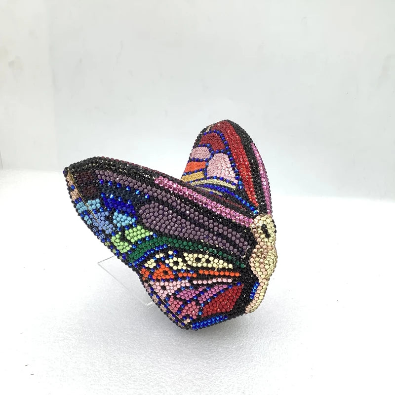 XIYUAN Butterfly Shaped Crystal Evening Bags Women Luxury Sparkling Rhinestone Clutch Purse Wedding Party Bridal Handbag Diamond