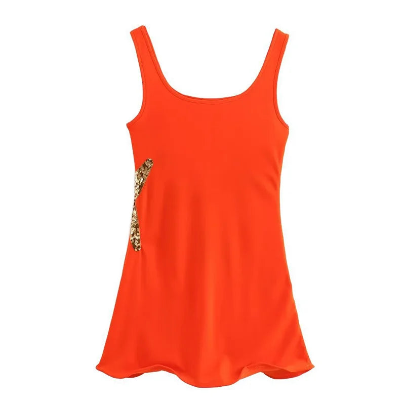 Sea Star Embroidered Knitted Women's Mini Dress Casual O Neck Sleeveless Holiday Dress 2025 Summer Vacation Sexy Slim Robe Dress