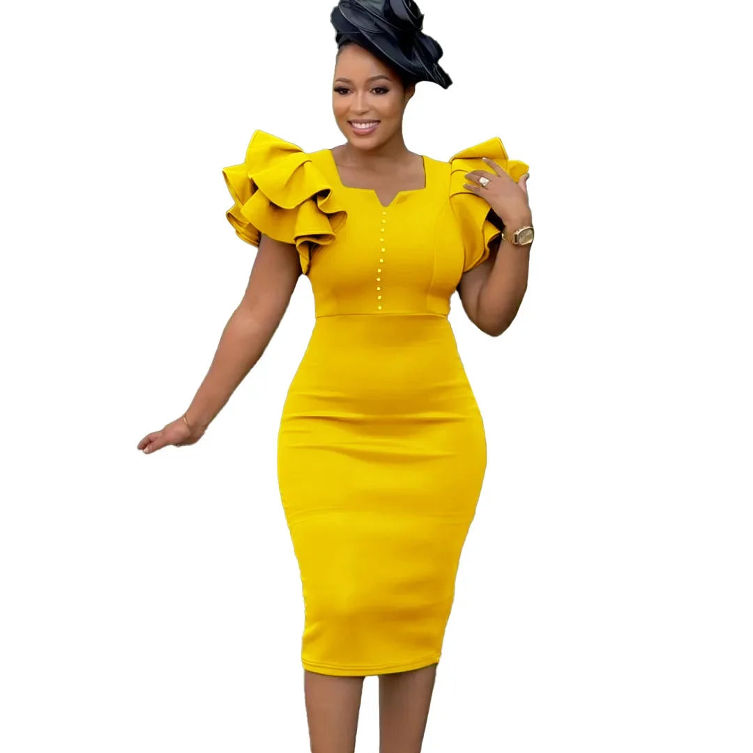 Fashionable African Women's Dress Beaded Sleeveless Bodycon Evening Gown with Pleated Skirt Independent Station Cross-Border