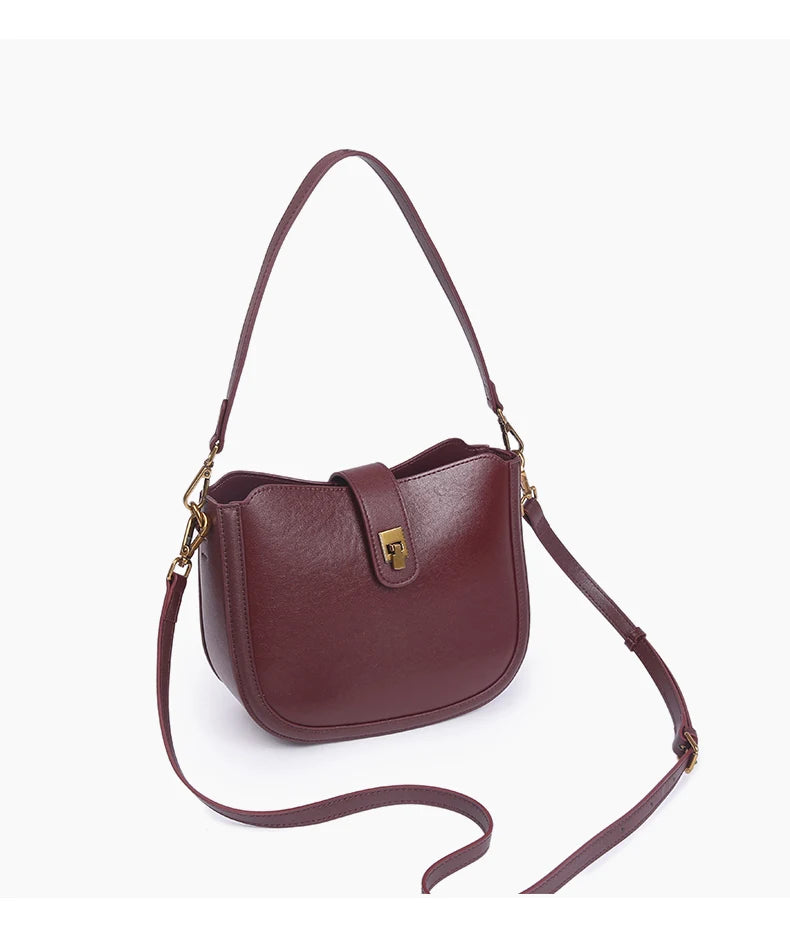 Women‘s Cowhide Genuine Leather Shoulder Bag Ladies Soft Natural Cow Leather Handbag Female Fashion Luxury Design Crossbody Bags