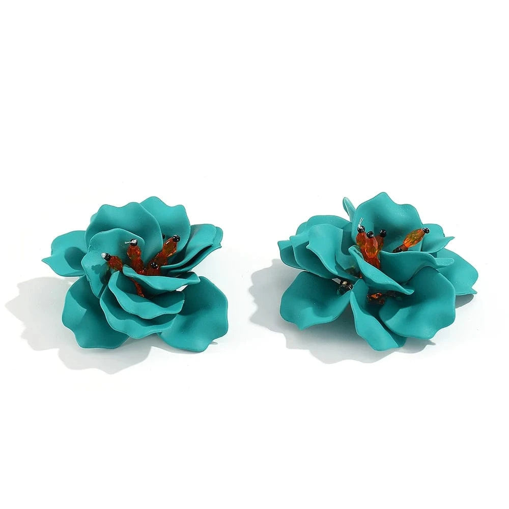 Exaggerated Ethnic Handmade Flower Drop Earrings Bohemian Acrylic Lovely Earrings High Quality Statement Female Jewelry
