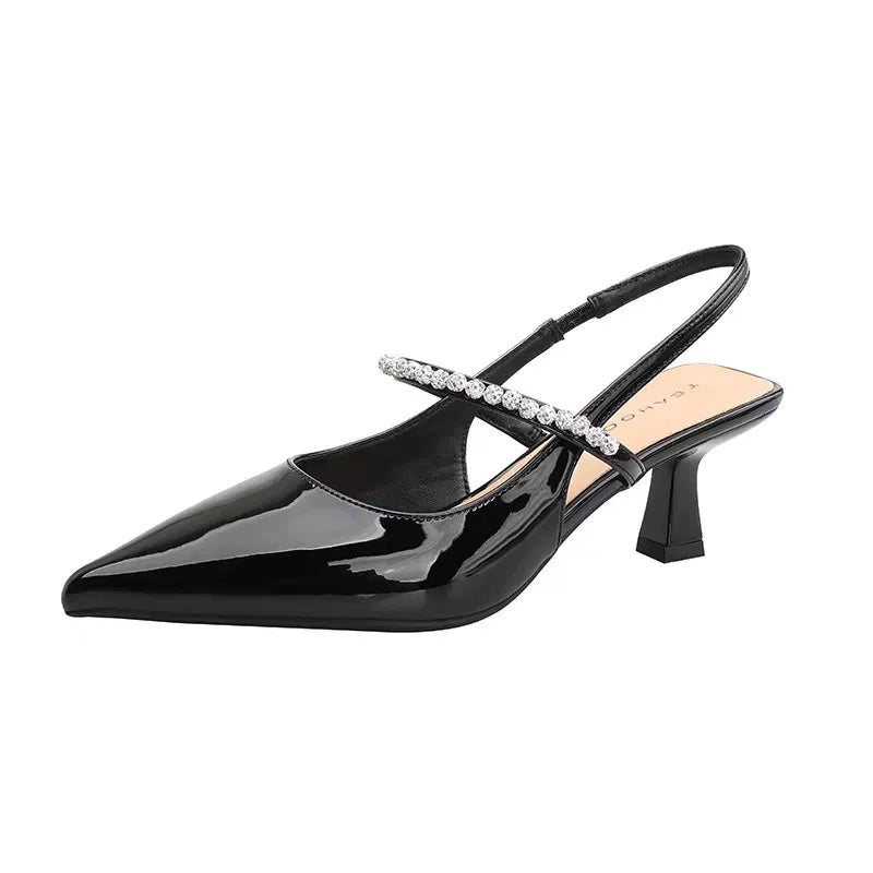 Rhinestone Stiletto Back Strap Sandals