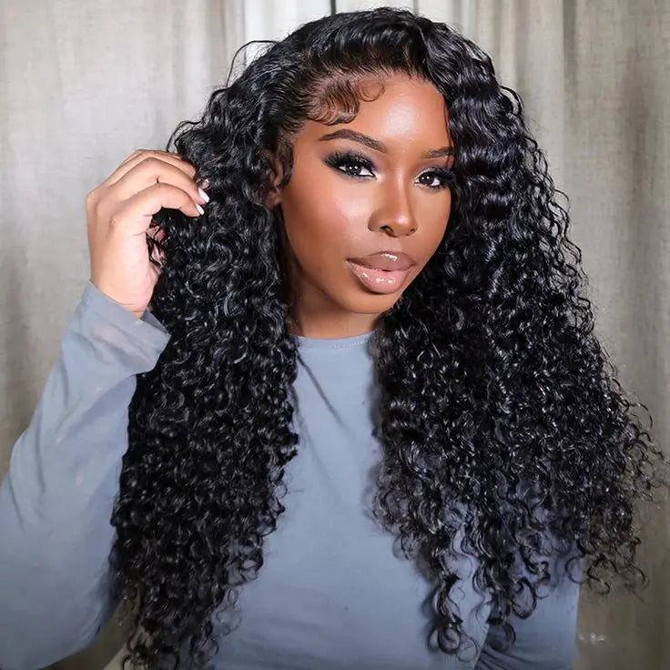 Deep Wave Lace Front Wigs Human Hair 13x6 HD Transparent Curly Lace Frontal Wigs Human Hair Pre Plucked with Baby Hair Natural