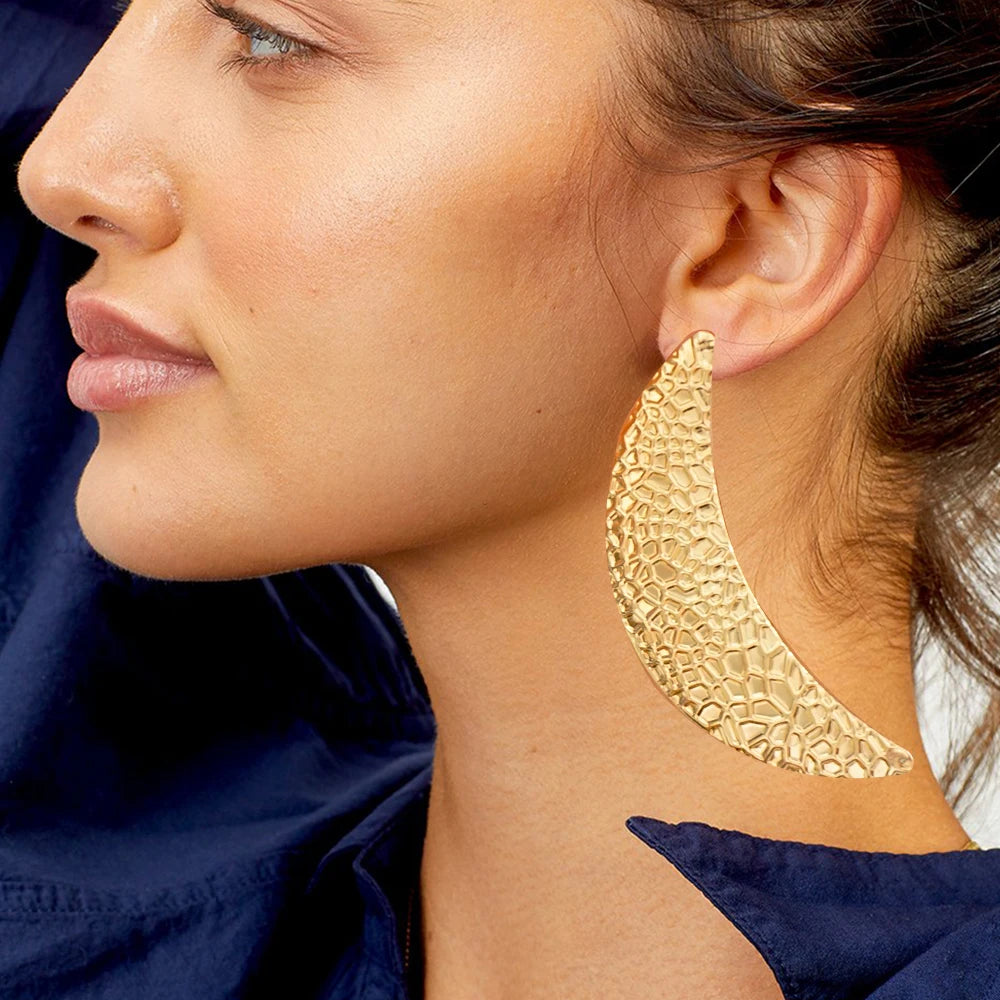 Fashion Jewelry Big Gold Color Round Geometric Earrings Dangle Drop Earrings For Women African Wedding Party Gifts