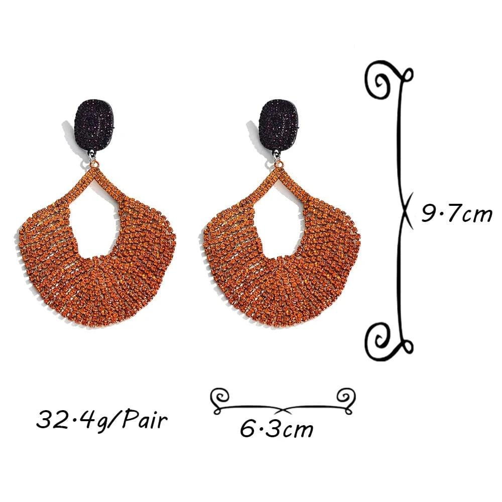 New Exaggerated Luxury Crystal Accessories For Women Long Tassel Rhinestone Drop Earrings Girls Wedding Jewelry Wholesale
