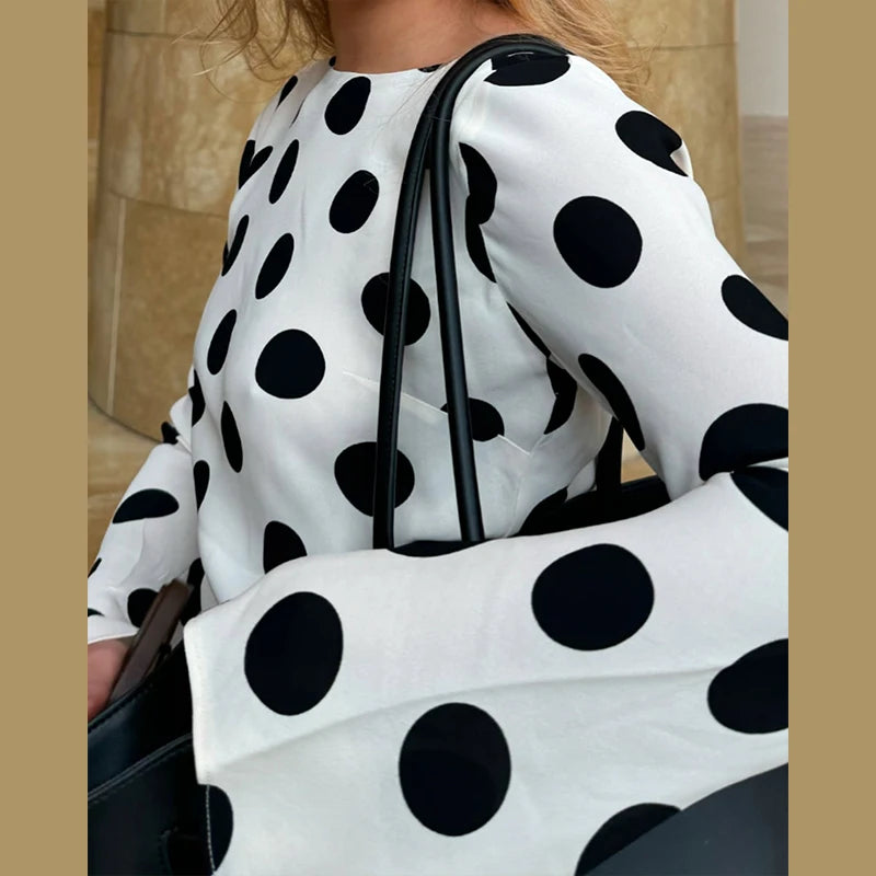 Black Dots Dress Long Sleeve  Art Modern Maxi Dress Long Sleeve High Neck Street Wear Print Bohemia Long Robe Gift 2025