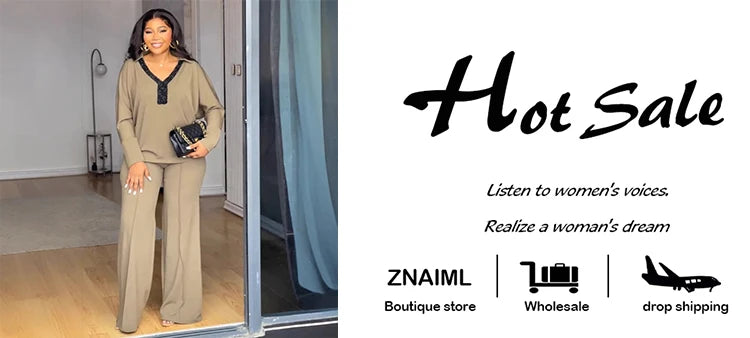 Znaiml Casual Office Lady 2 Piece Sets Women Summer Long Sleeve V Neck Polo Shirt Tops and Wide Leg Pants Streetwear Outfit 2025