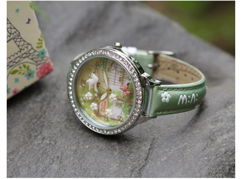 M:N: Brand Fashion Watch Ladies Luxury Hand-made 3D Bird Girl Gift Quartz Wristwatches Waterproof Luminous for Women Reloj Mujer