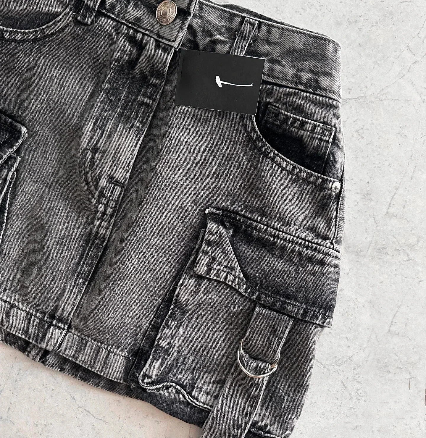Y2K Short Skirt Fashion Retro Blue Multi Pocket Denim Shorts Womens Gothic Cargo Baggy Denim Shorts High Waist Slim Mini Skirt