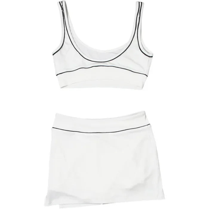 2 Piece Set Women Fashion Streetwear Outfits Sexy Hot Girl Short Tank Top & Wrap Hip Mini Skirt Sports Casual Suit 2025 Summer