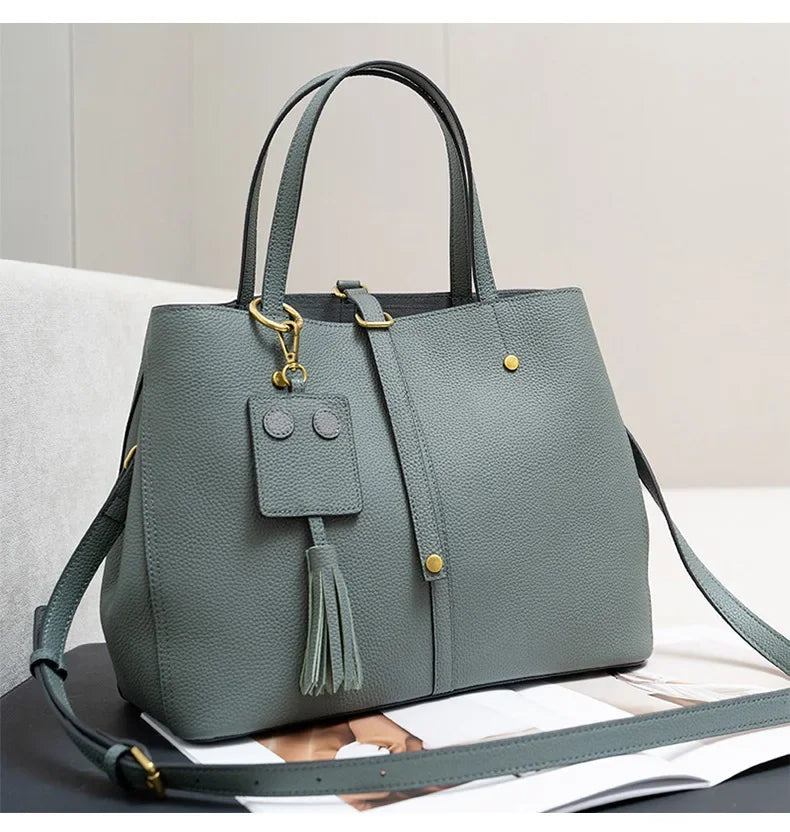 Female Soft Natural Cowhide Handbags Women Cow Genuine Leather Shoulder Bag Ladies Fashion Designer Luxury Retro Crossbody Bags