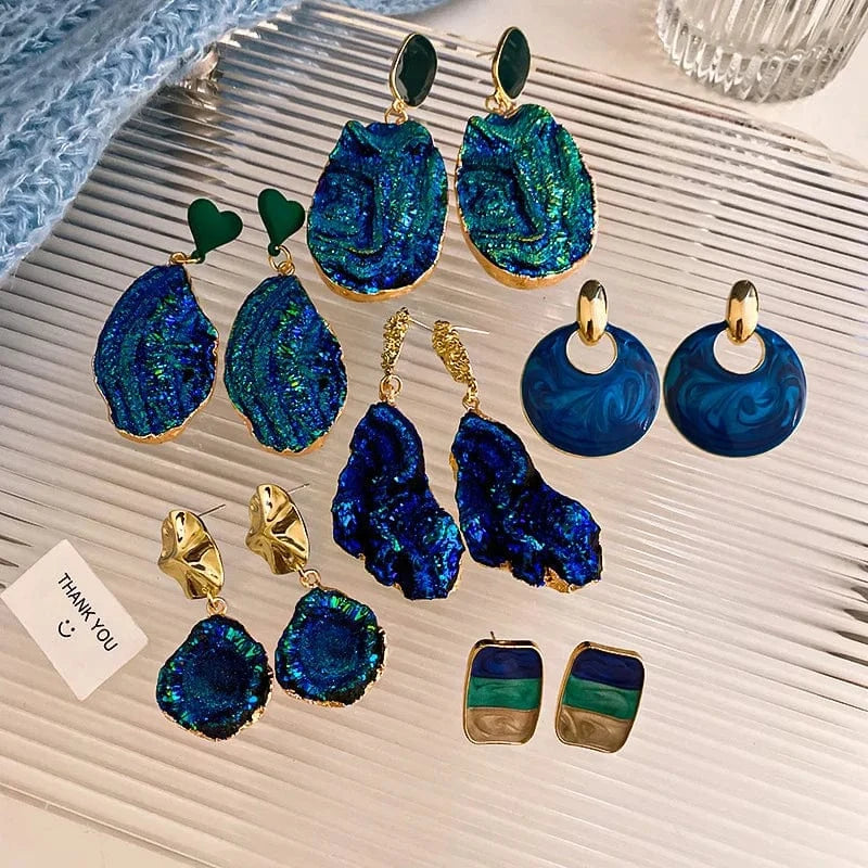 Crystal Pearl Heart Retro Earrings for Women Korean Trendy Temperament Geometric Fashion Jewelry Wholesale