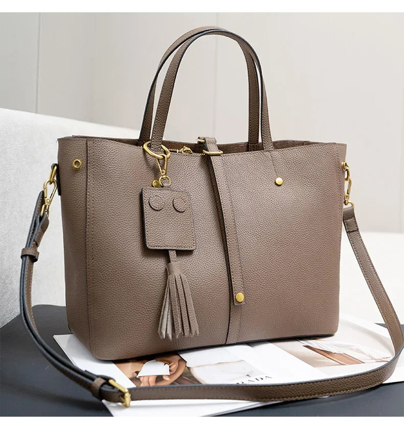 Female Soft Natural Cowhide Handbags Women Cow Genuine Leather Shoulder Bag Ladies Fashion Designer Luxury Retro Crossbody Bags