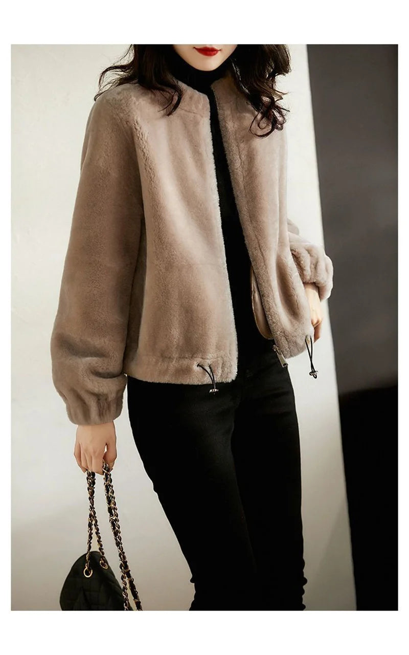 Fur Coat Integrated Stand Collar Jacket For Women 2023 New Autumn Winter Clothing Imitation Rabbit Mink Plush Loose Short Coat