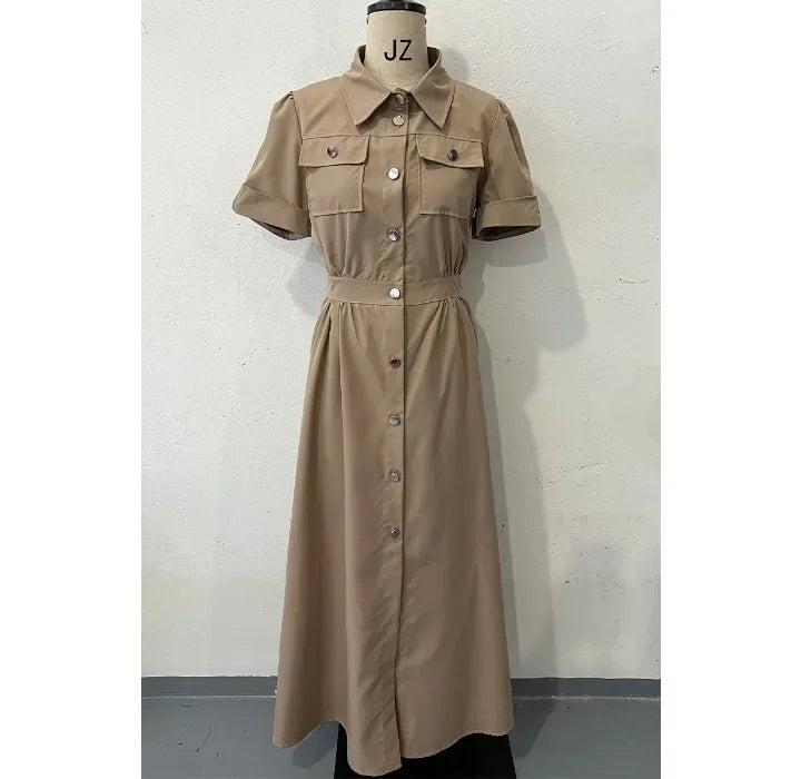 Short Sleeved Lapel Dresses for Women Streetwear New Casual Dress Fashionable and Versatile Y2k Skirt for Female 2024 Autumn