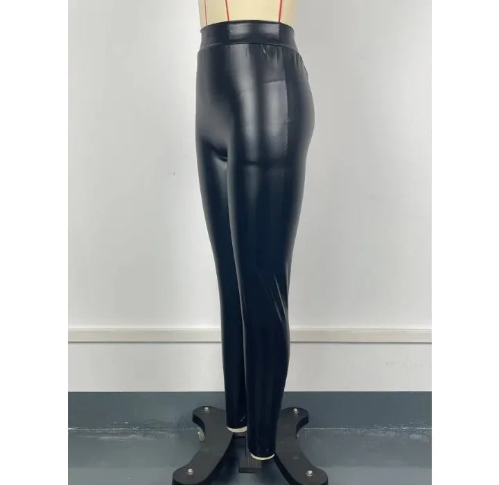 Sexy Pants for Women Fashionable and Versatile Pencil PU Leather Elastic Tight V-waist Trousers Female Summer and Fall 2025 New