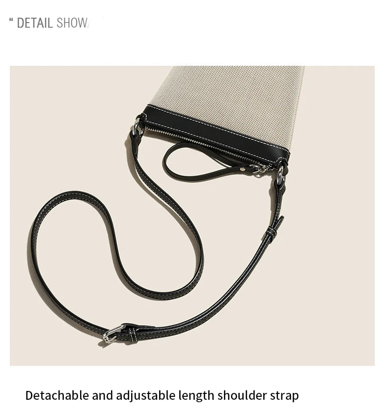2024 Genuine leather Canvas Crossbody Women's Bag Bucket Bag Autumn Winter Ladies Designer Luxury Brand Lightweight Small Bag