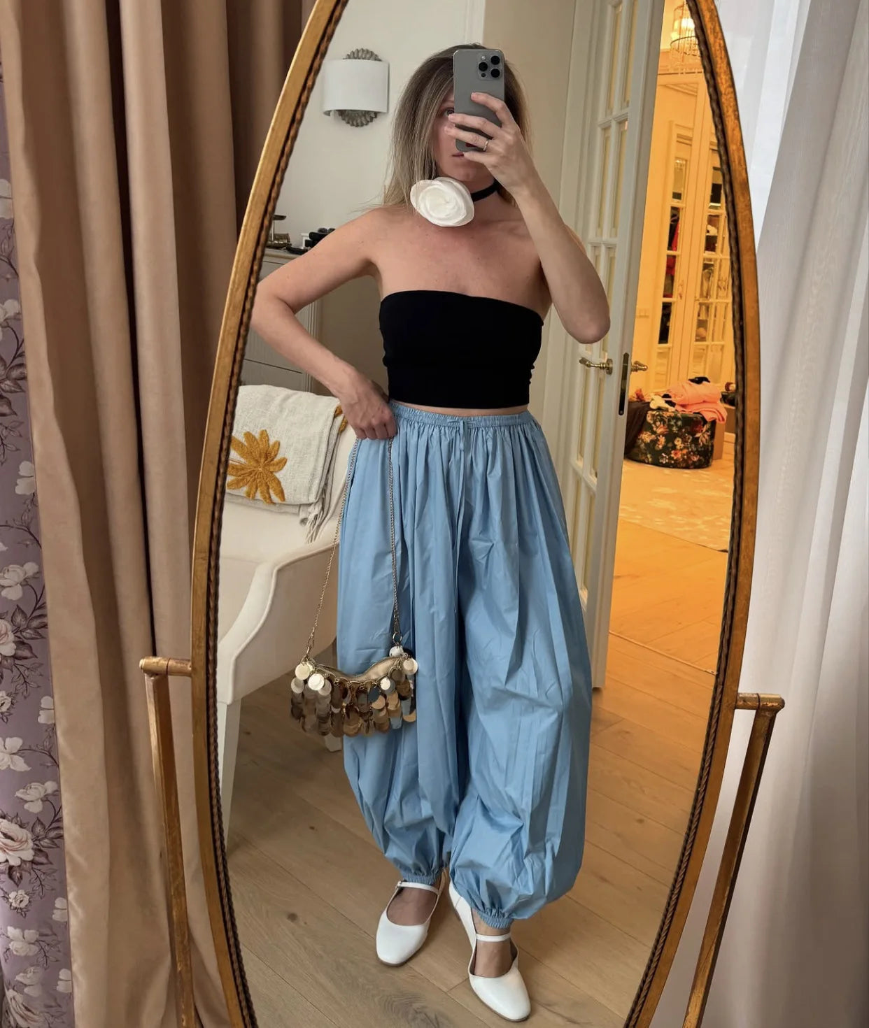 Tossy Summer Fashion Pocket Bloomers Female Trousers Pleated Loose High Waist Patchwork Bandage Streetwear Wide Leg Women Pants