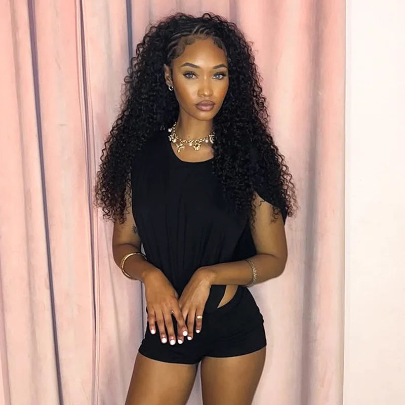 Joskaa 2025 Women's Black Two Piece Set Sexy Crew Neck Sleeveless Side Cutout Bodysuits and Bodycon Shorts Suits Y2K Streetwear
