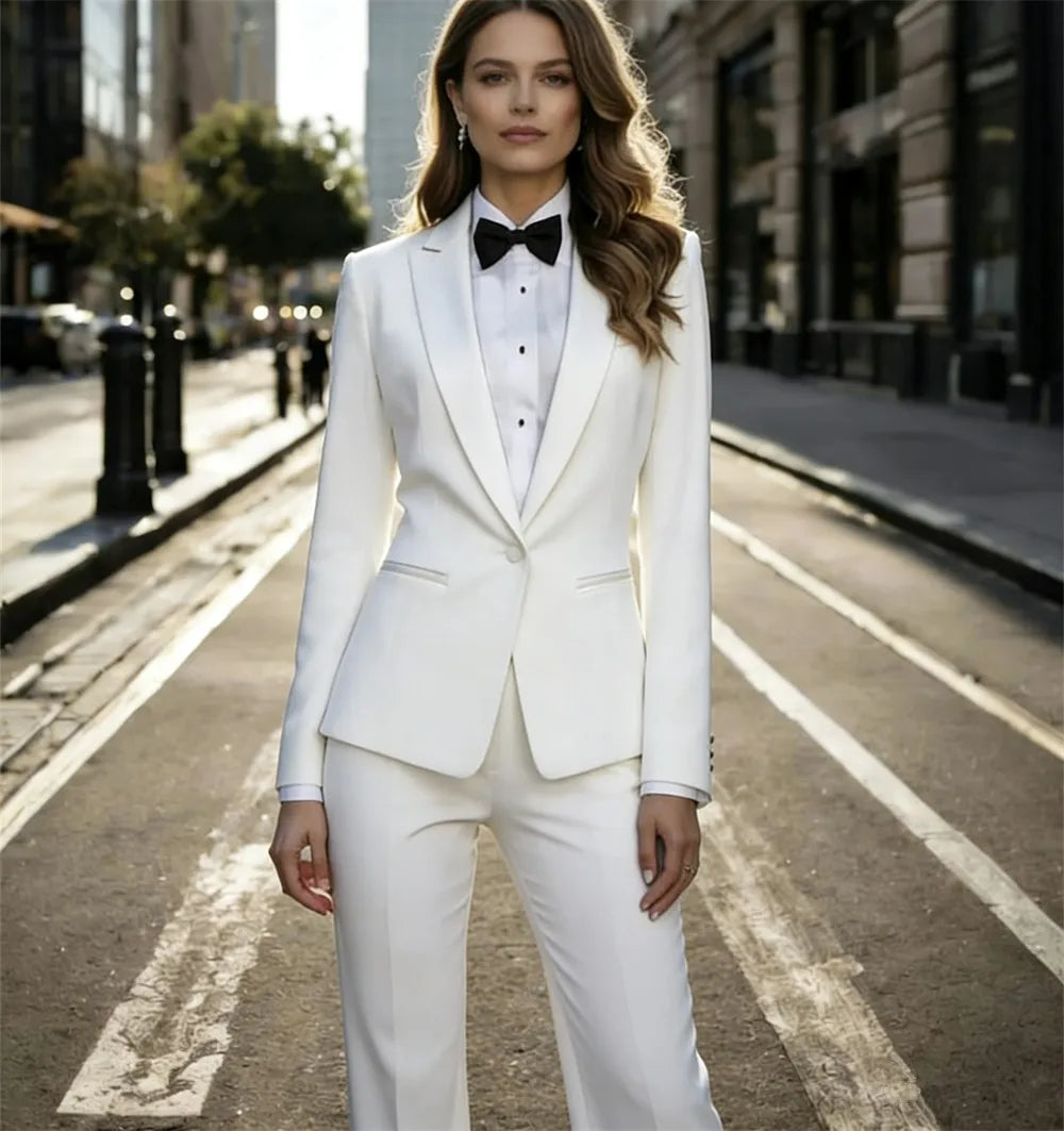 Elegant Women’s Brown Tuxedo Suit 2 Pieces Set Formal Blazer & Pants Tailored Fit Party Outfit (Jacket+Pants)