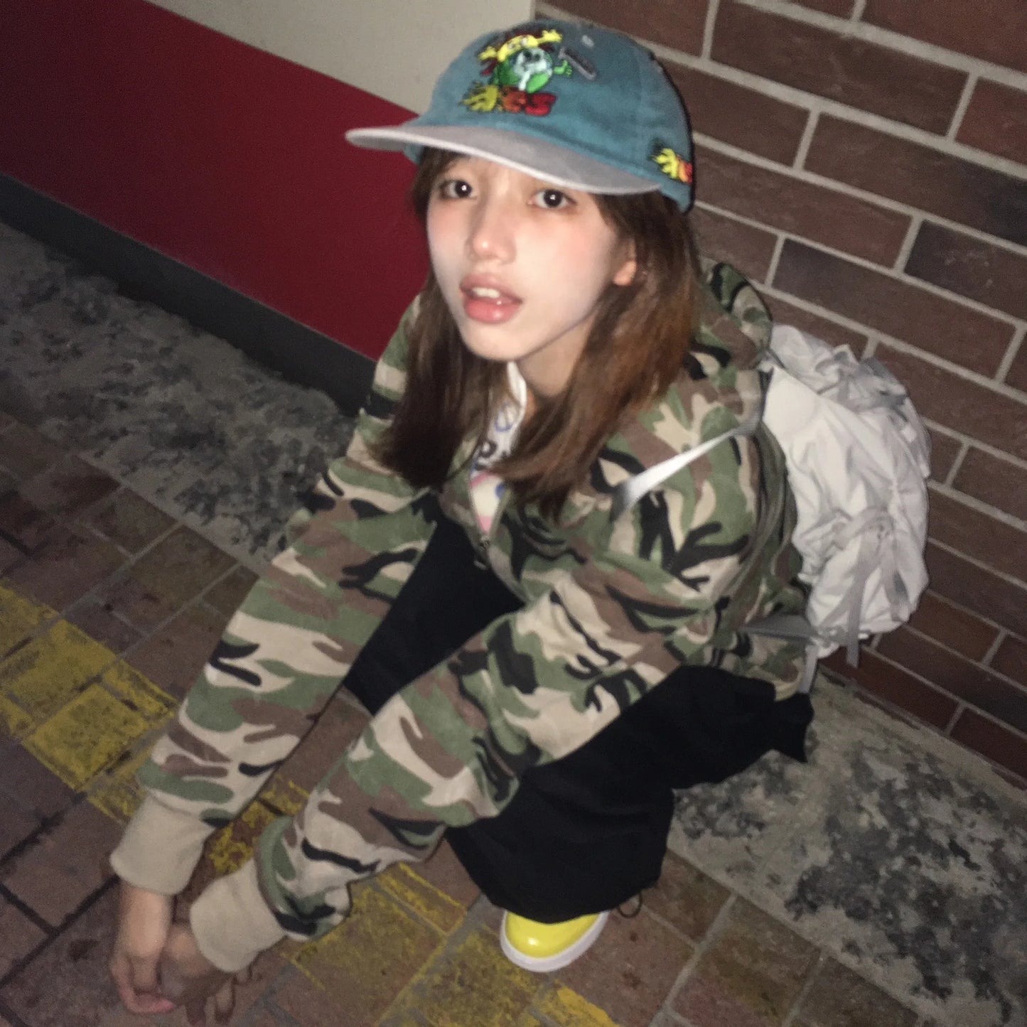 Karrram Japanese Y2k Cropped Jacket Vintage Harajuku Short Coat 2000s Korean Fashion Camouflage Zipper Hooded Sweatshirt Grunge