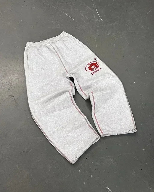 American Womens Mens Sports Pants Y2K Clothing Hip Hop Patch Letter Patch Baggy Pants Punk Rock Drawstring Jogging Pants