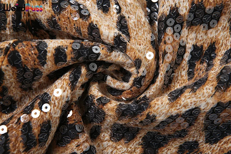 Weird Puss Leopard Print Mini Shorts Women Sequins Patchwork Wild Skinny Stretch Streetwear Autumn Midnight Sexy Trend Buttoms