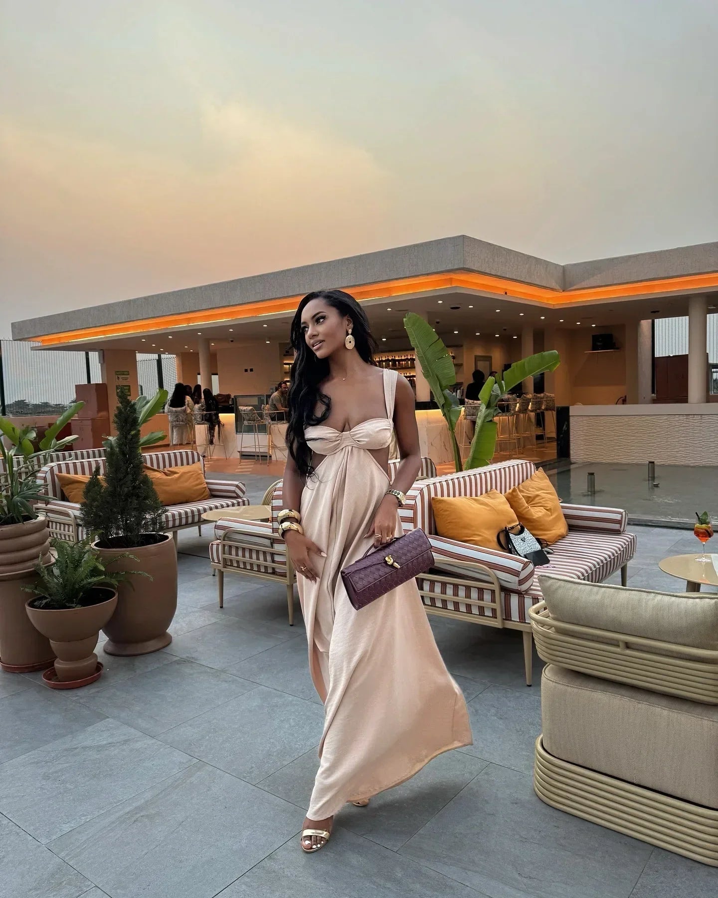 Fashionable Sexy Strapless Hollow Out Slim Fit Long Dress For Women Spring 2025 New Arrival European And American Crossbody