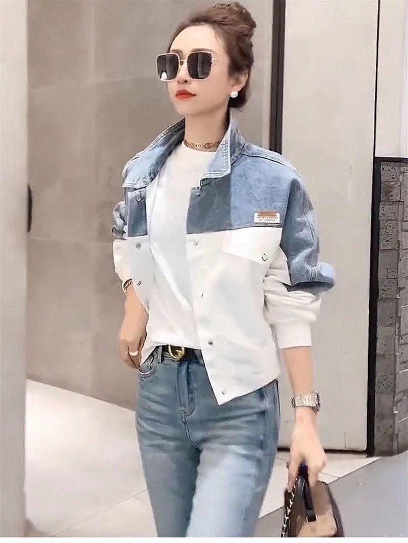 Short Denim Jacket Women Loose 2024 Summer Spring And Autumn Coat Women Slim Sweet Jacket Joker Coat Color Matching Embroidery