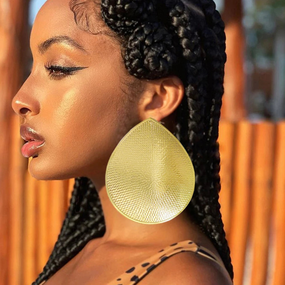 Fashion Jewelry Big Gold Color Round Geometric Earrings Dangle Drop Earrings For Women African Wedding Party Gifts