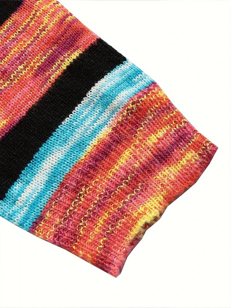 Women's Casual Cardigan Colourful Image Loose Long Sleeve Knitted Sweater Spring and Autumn Best Choice