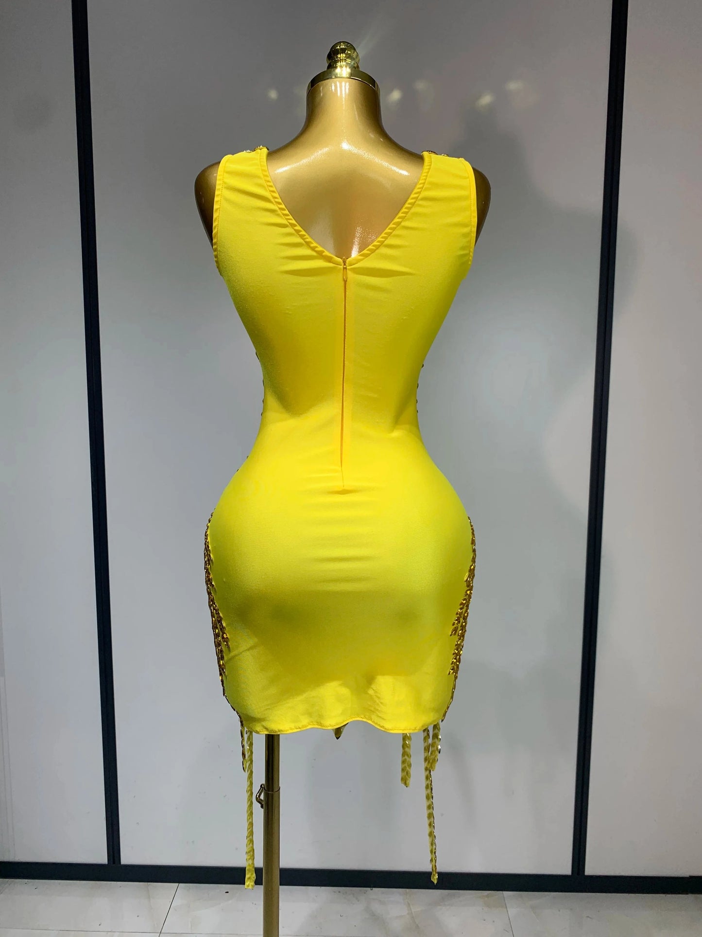 Sparkly Rhinestone Mesh See Through V Neck Dress Women Sexy Performance Stage Costume Evening Party Club Luxury Birthday Outfit
