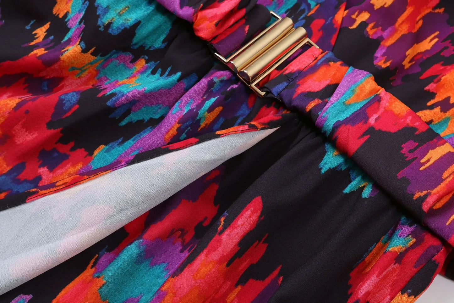 2023 Summer Elegant V-Neck Belt-Printed Long Dress From Amazon's Independent Store Wish Asia Exquisite Craftsmanship Slim Fit
