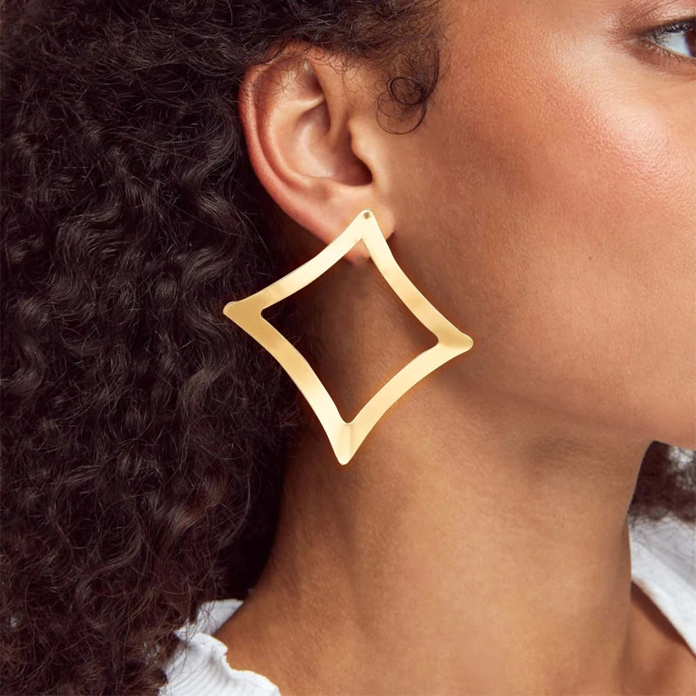 Fashion Jewelry Big Gold Color Round Geometric Earrings Dangle Drop Earrings For Women African Wedding Party Gifts