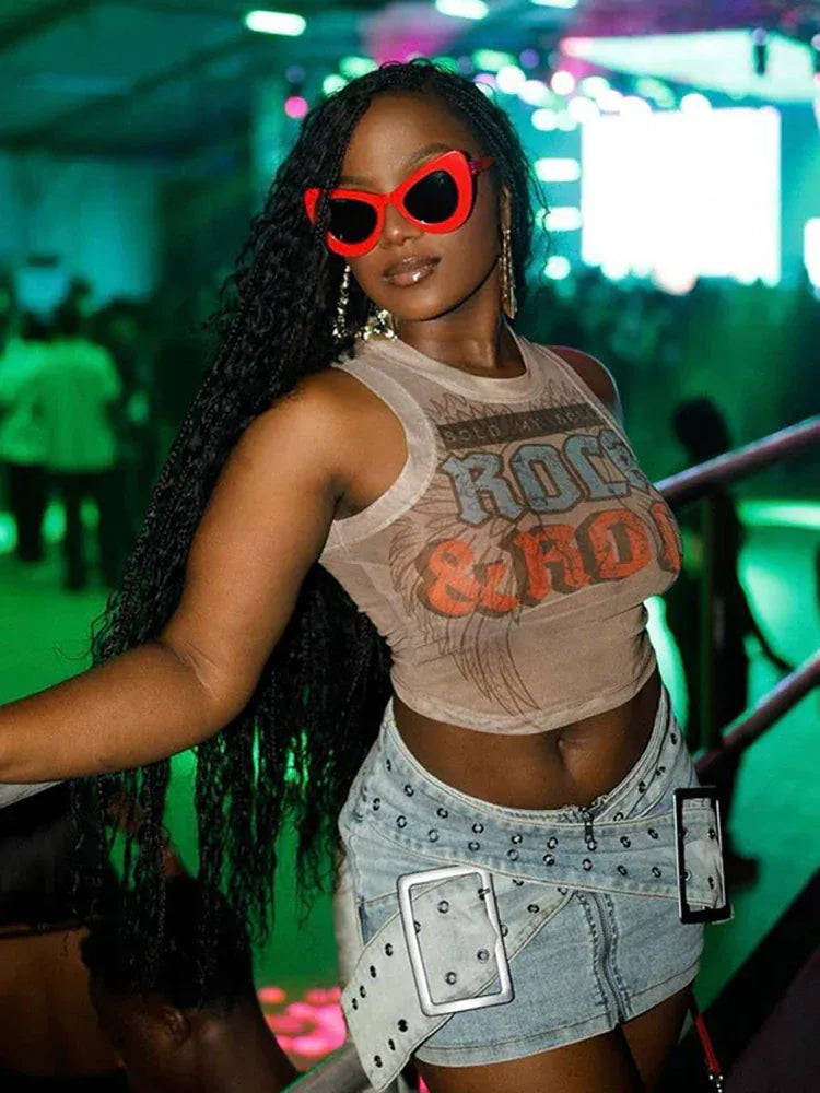 Bold Letter Print Crop Top