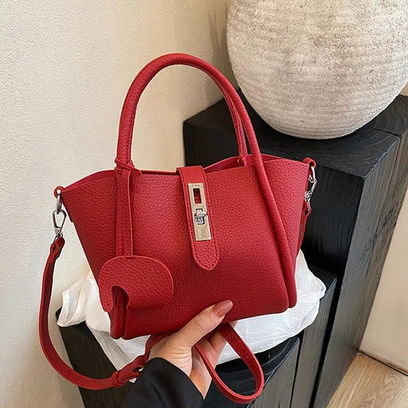 Fashion Design Women Bucket Bag Brand Trendy Basket Bag Versatile Simple Solid Color Texture Women's Bag Shoulder Crossbody Bag