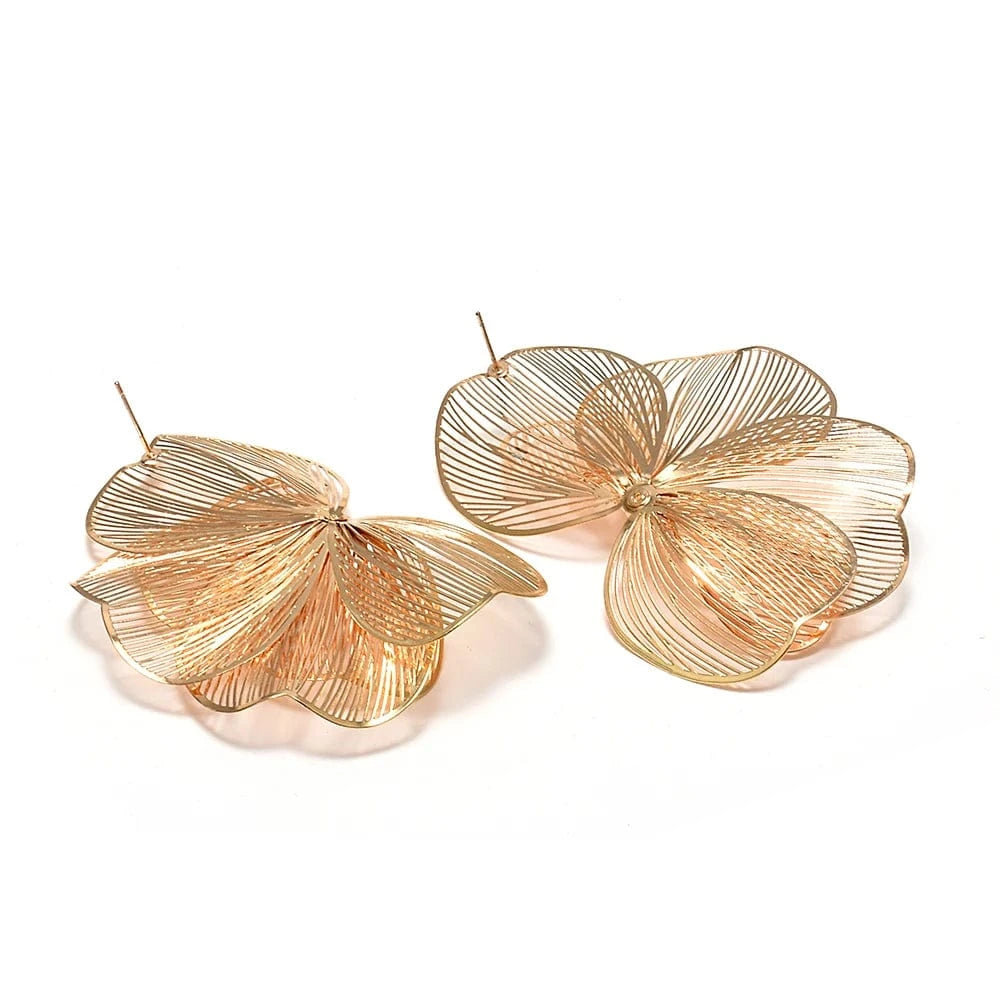 Elegant Flower Earrings Metal Hollow Petal Piercing Earrings Wholesale Popular Women's Accessories Trendy Drop Earrings Jewelry