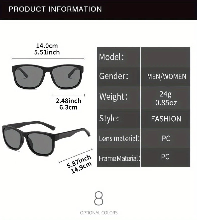 1 Pair Unisex Polarized Square Fashion Sunglasses - Lightweight Purple Glitter Frame, TAC Lenses for Outdoor Sports & Fashion