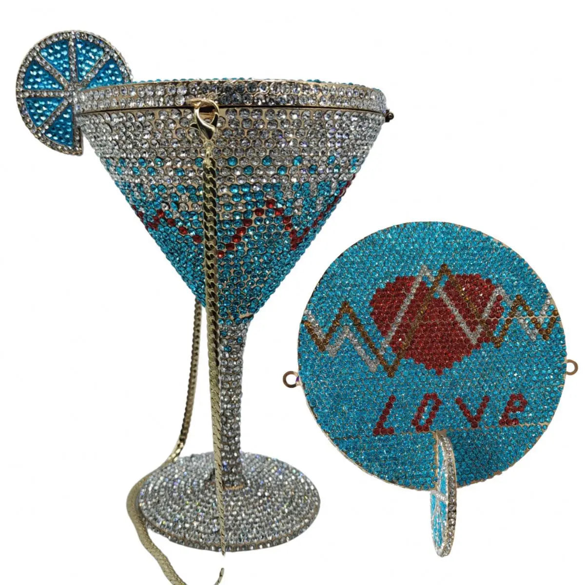 XIYUAN Women Luxury Branded Martini Crystal Evening Bag Elegant Cup Diamond Bridal Handbag Wedding Party Purses Lady Gift Clutch