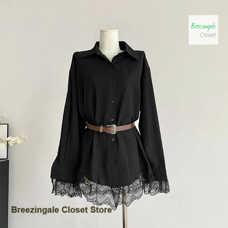 Casual Loose Long Sleeve Asymmetric Lapel Dress For Women