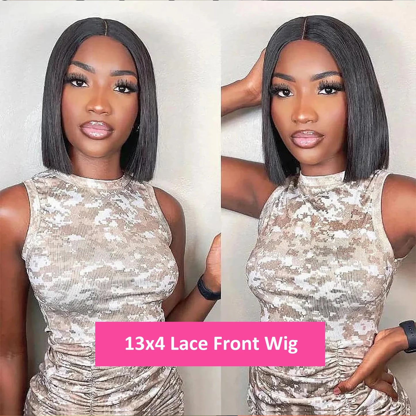 Straight Bob Wig Human Hair 200 Density Transparent 13x4 Lace Frontal Human Hair Wigs For Women Natural Color 100% Peruvian Hair