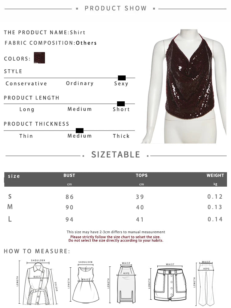 Weird Puss Y2K Sequins Sexy Camisole Women Backless Swing Collar Glitter Beach Vacation Wild Midnight Club Summer Trend Vest