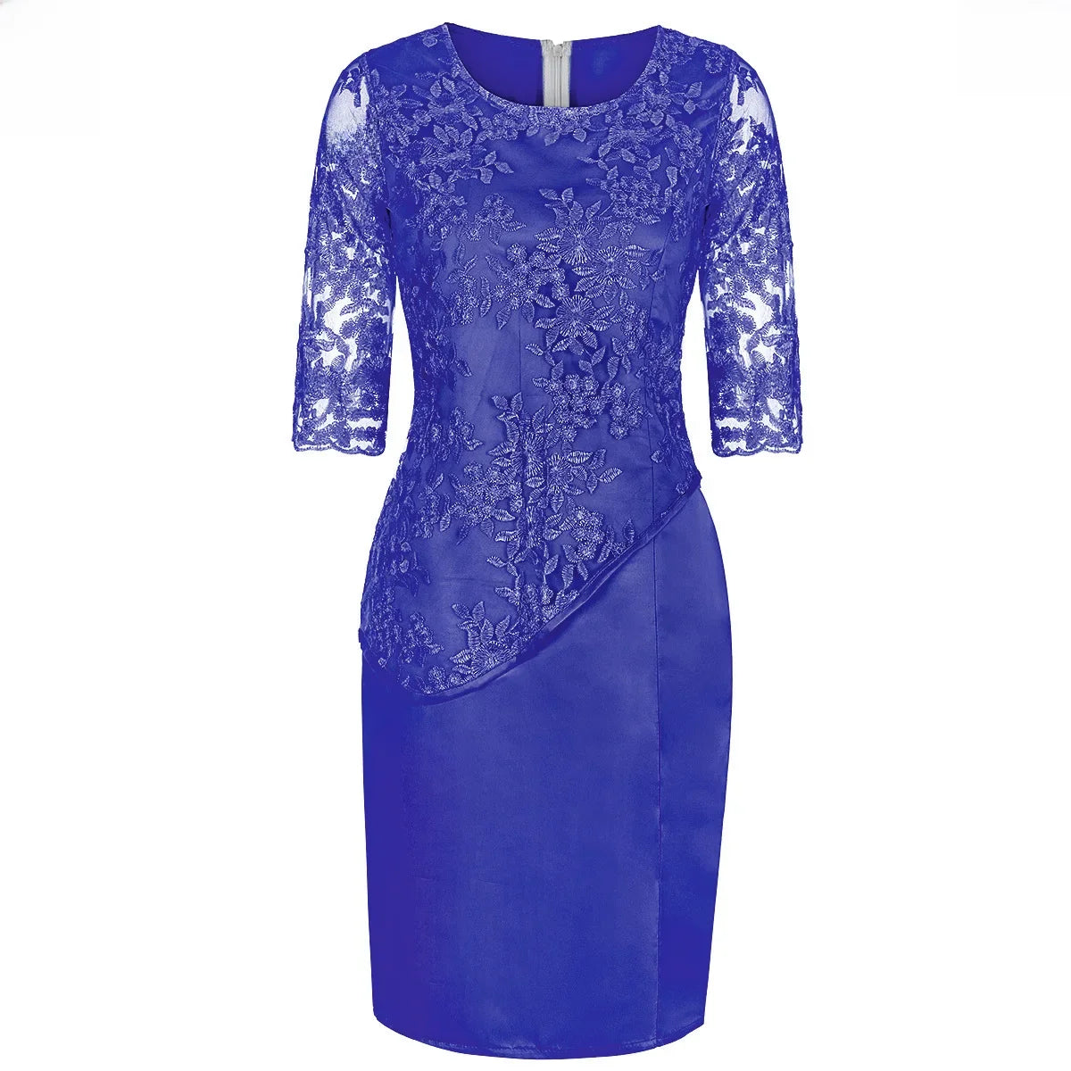 Wish Women's Lace Patchwork Two-piece Illusion Top Dress Gown Ladies Clothing