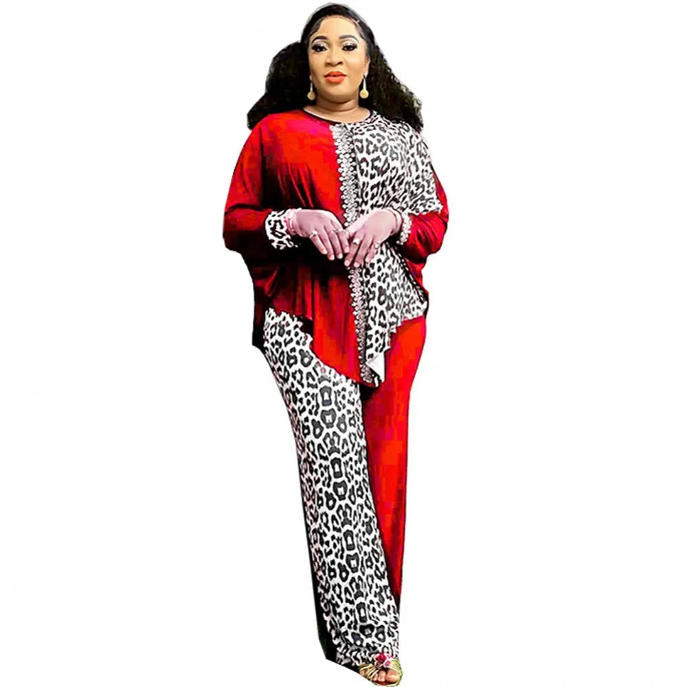 African Print Dashiki Two Piece Top and Pants Set for Women