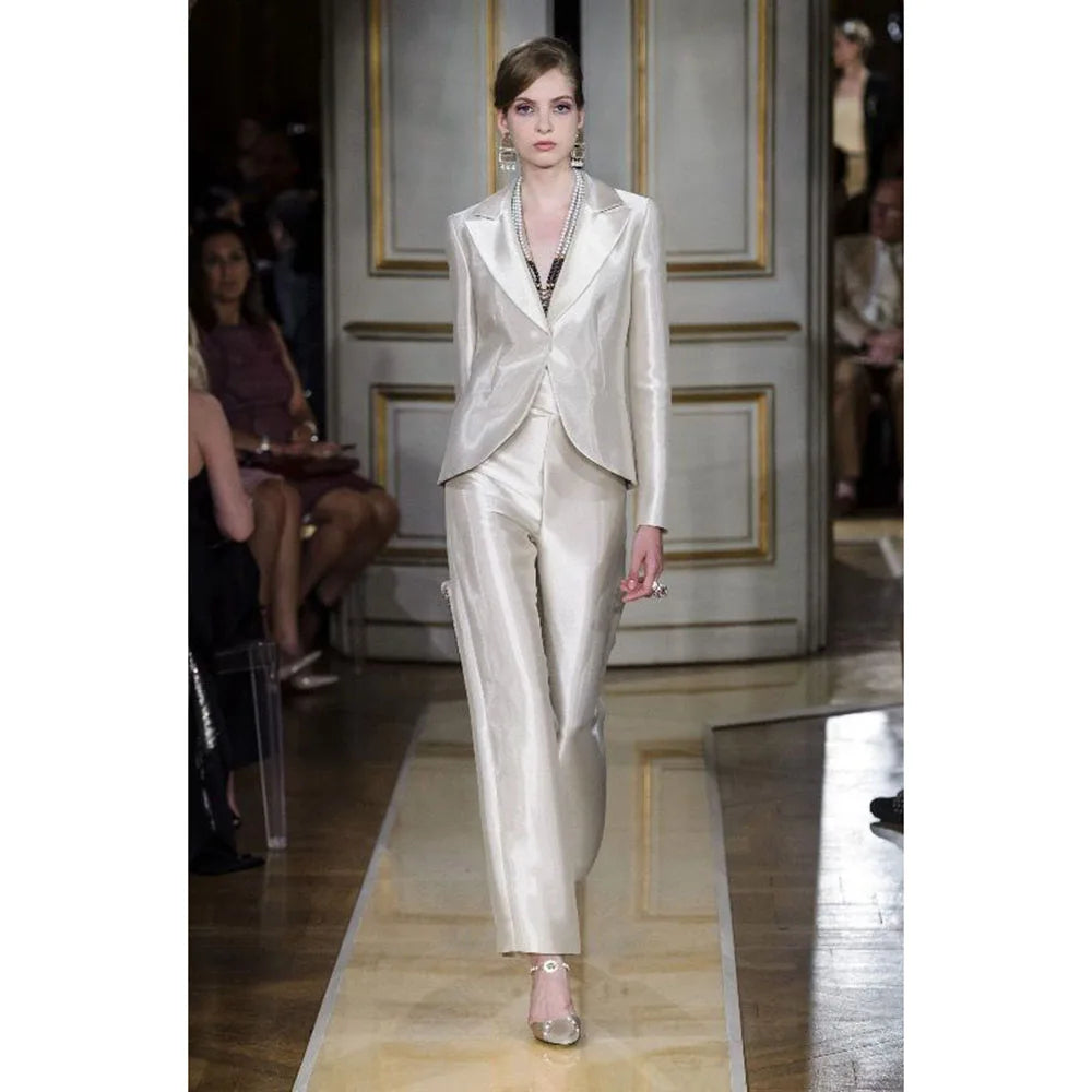 Luxury Classy Women's Suits Single Button 2 Pieces Jacket Pants Female Clothing Slim Fit Office Banquet Lady's Blazers Sets