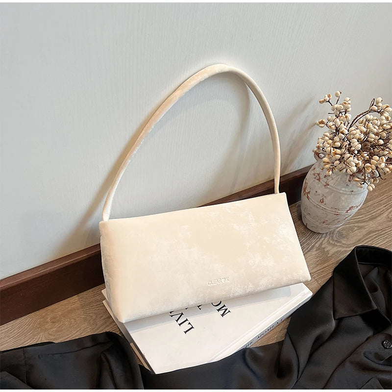 Retro Texture Design Underarm Bag Solid Color Simple Advanced Versatile Ladies Handbag Elegant Fashion Exquisite Shoulder Bag