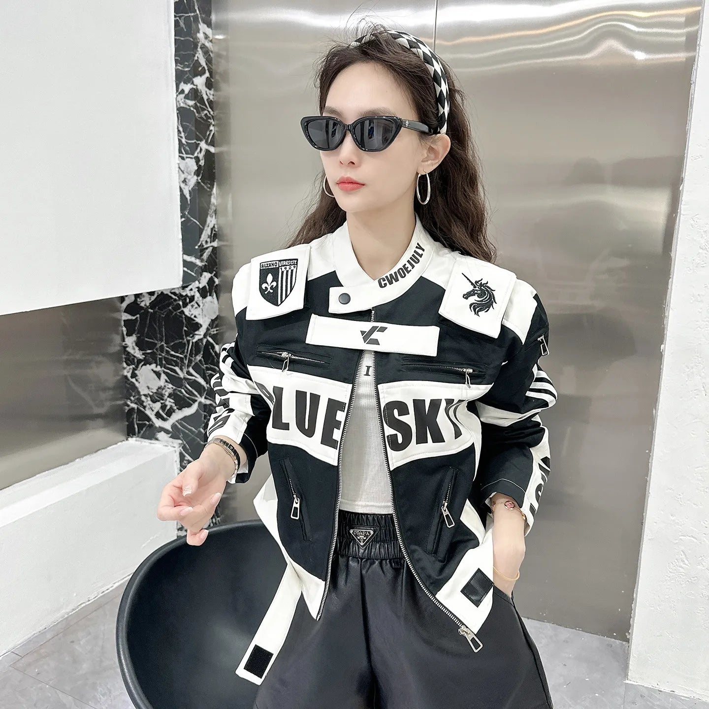 American Retro Motorcycle Clothes Stand Collar Short Zip Cardigans Coat Spring Autumn Embroidery Handsome Baseball Jackets Tide