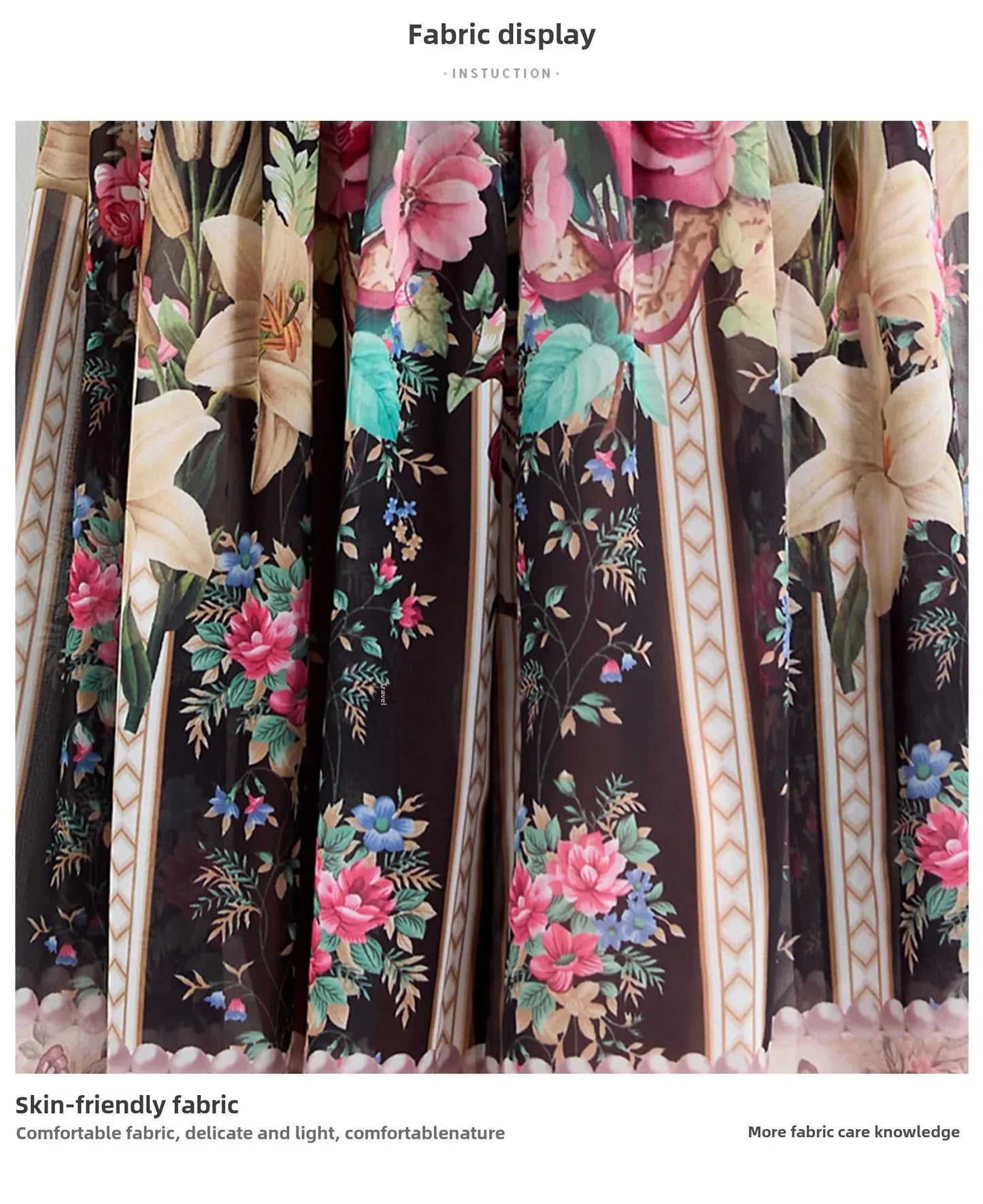 Elegant French Vintage Dress Women's High Waist Belted Print Court Style Long Dress Classy Sensation Skirt Fashionable Gown