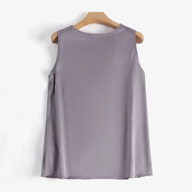 ZANZEA Women Satin Tank Tops Elegant Cowl Neck Sleeveless Blouse Korean Fashion Silk Solid Color Tanks Office Lady Sexy Camisole