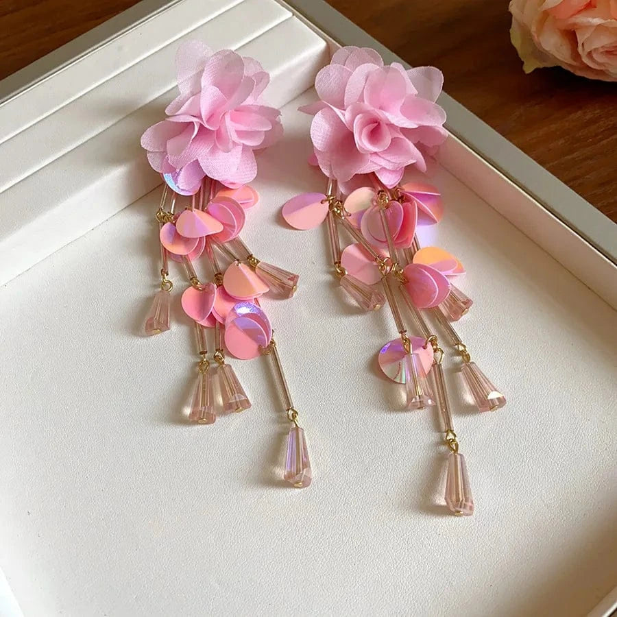 Tassel Crystal Earrings Luxury Design Temperament Jewelry Wholesale